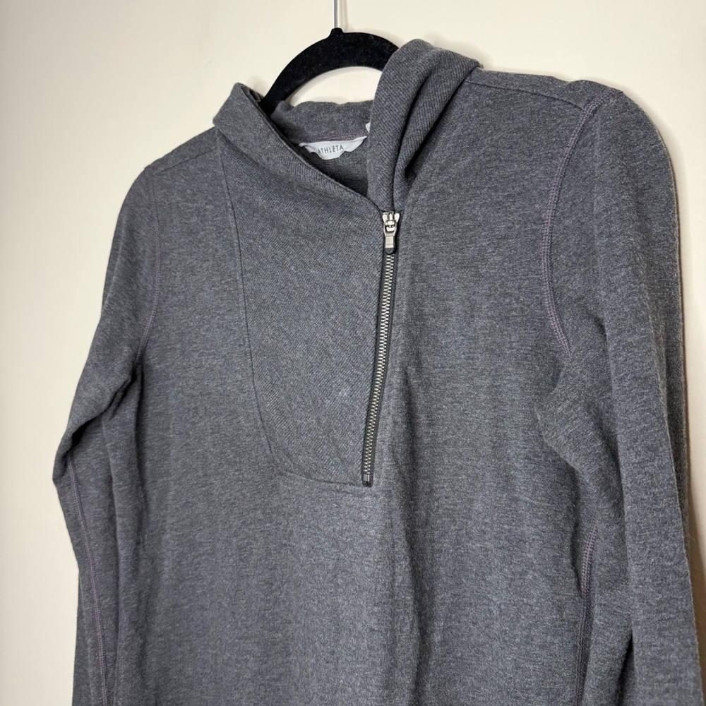 ATHLETA Om to Home Grey Longsleeve Atheleisure Sweatshirt Tunic Sweater Dress - Picture 3 of 8